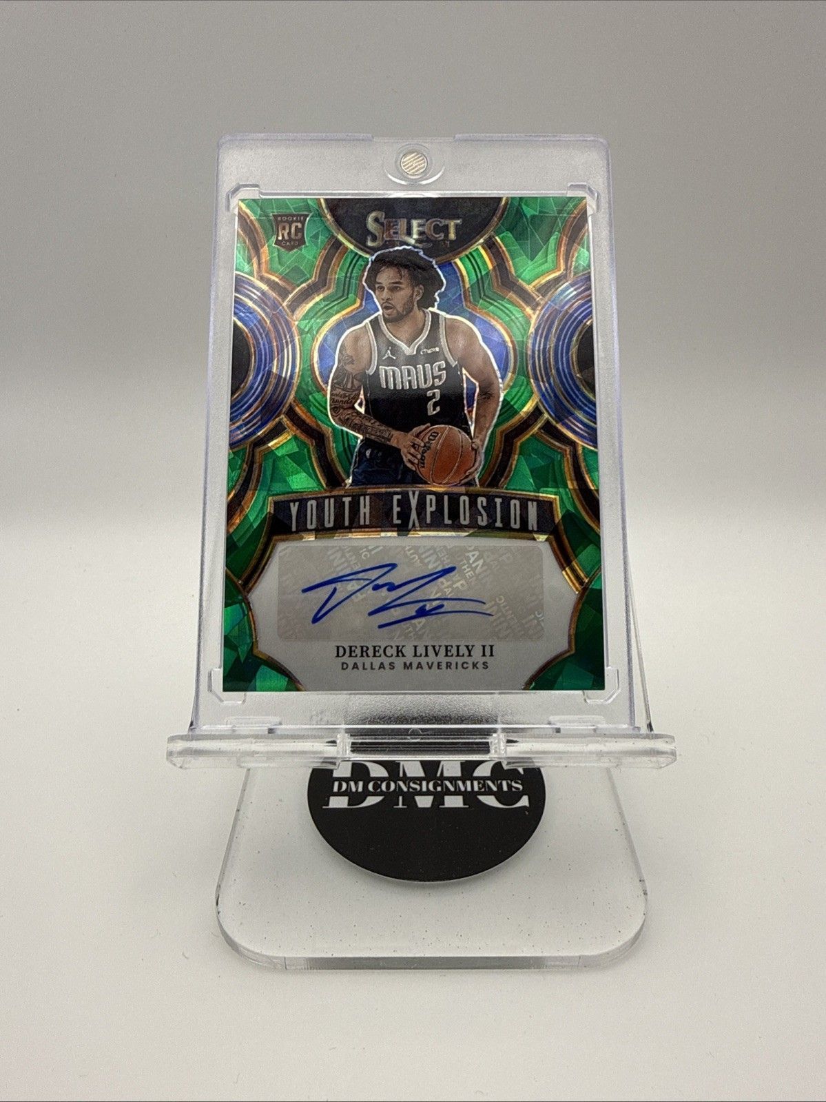 2023-24 Panini Select Dereck Lively II Youth Explosion Green Cracked Ice RC Auto