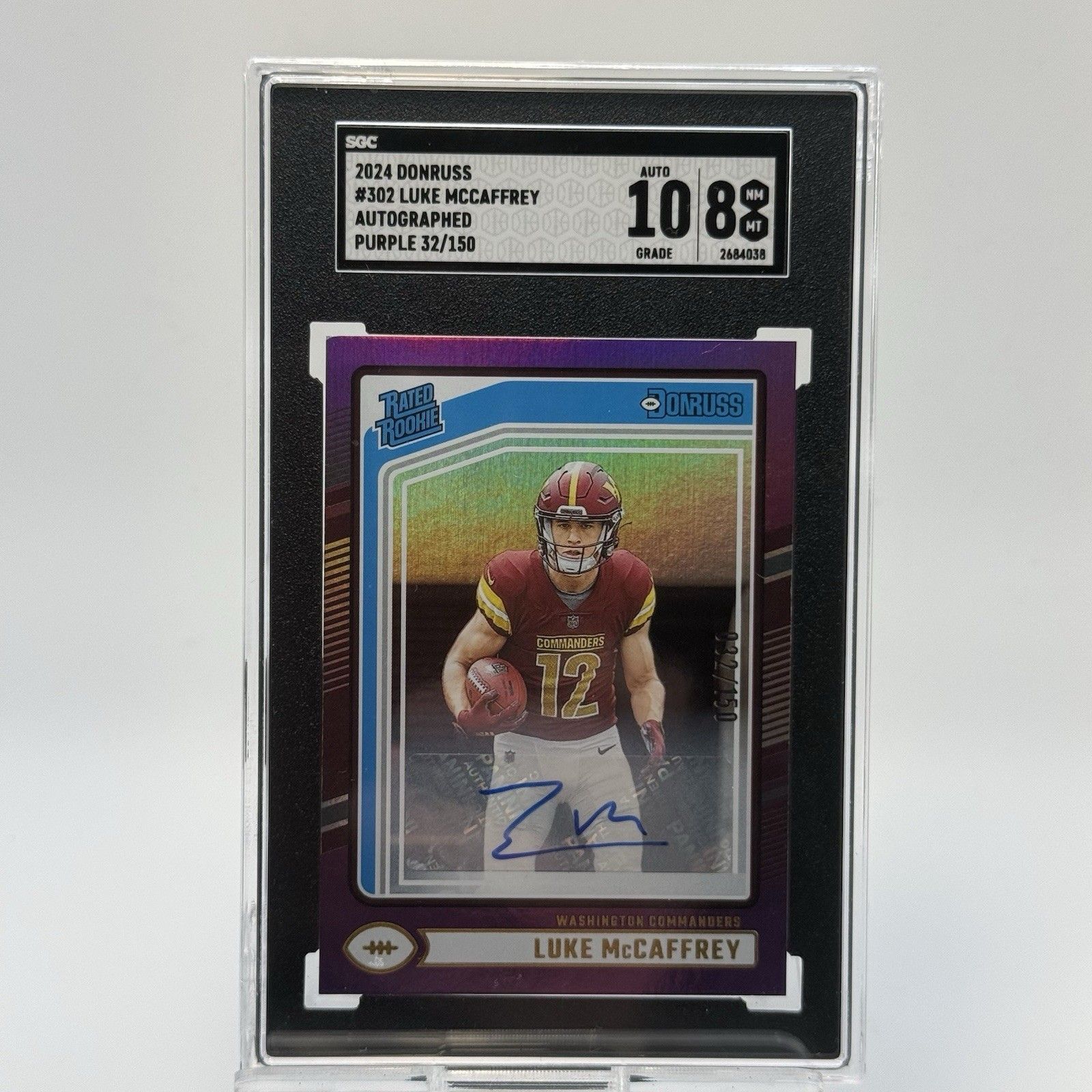 Ladd McConkey 2024 Donruss Rated Rookie Auto Blue /199 RC #328 Chargers 076/199