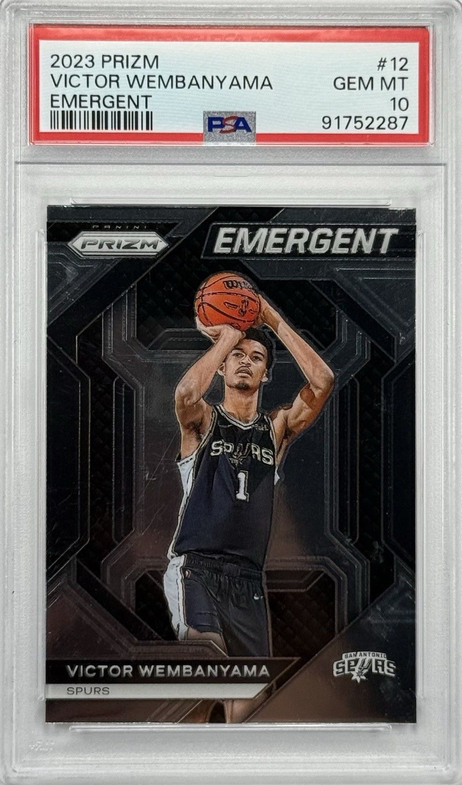 2023-24 Panini Prizm Emergent Victor Wembanyama RC #12 PSA 10 Gem Mint
