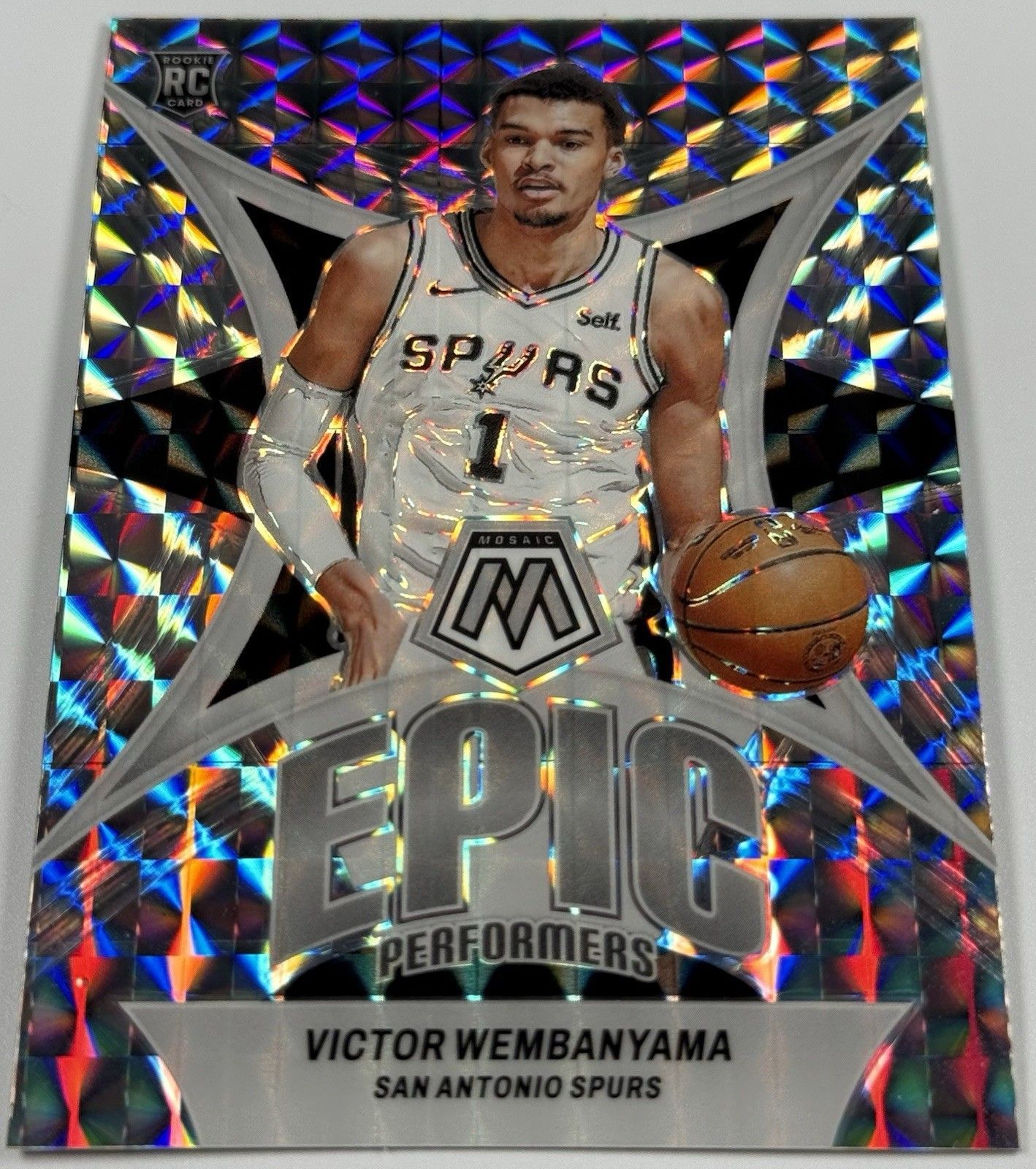 Victor Wembanyama 2023-24 Mosaic Epic Performers Silver Mosaic RC Rookie Spurs