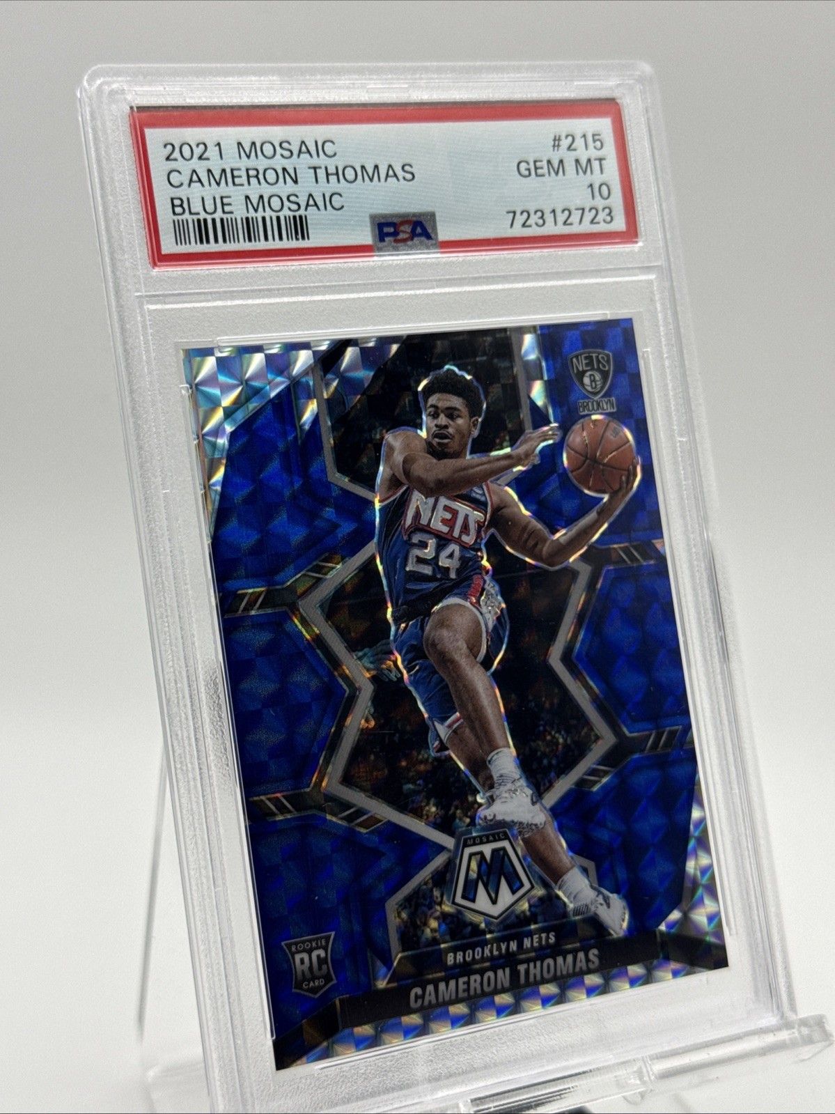 Cameron Thomas 2021 Mosaic Blue Mosaic Rookie RC #215 PSA 10 Nets Pop 12