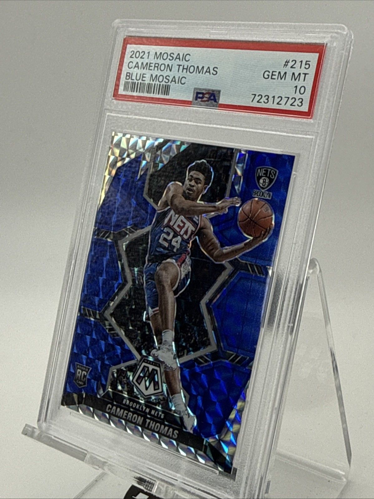 Cameron Thomas 2021 Mosaic Blue Mosaic Rookie RC #215 PSA 10 Nets Pop 12