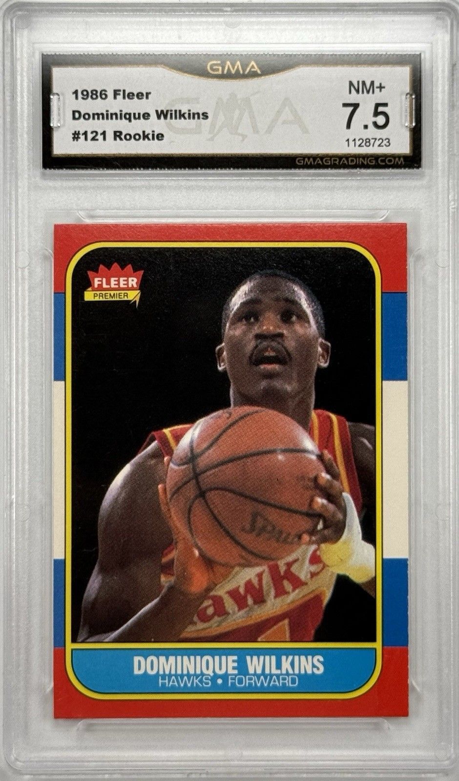1986 Fleer Dominique Wilkins Rookie #121 GMA 7.5 Hawks HOF RC Vintage NBA