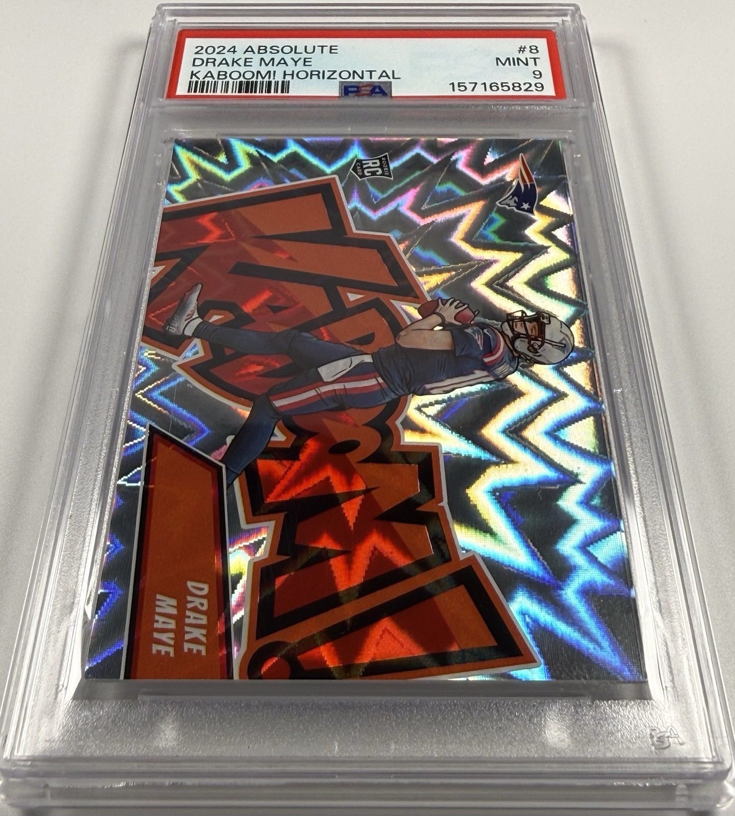 2024 Panini Absolute Drake Maye Kaboom! Horizontal RC PSA 9 Patriots SSP Rookie