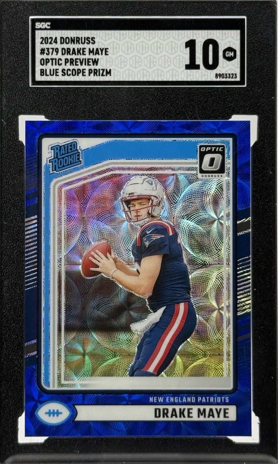 2024 Panini Donruss - Rated Rookie Drake Maye #379 Donruss Preview Blue Scope