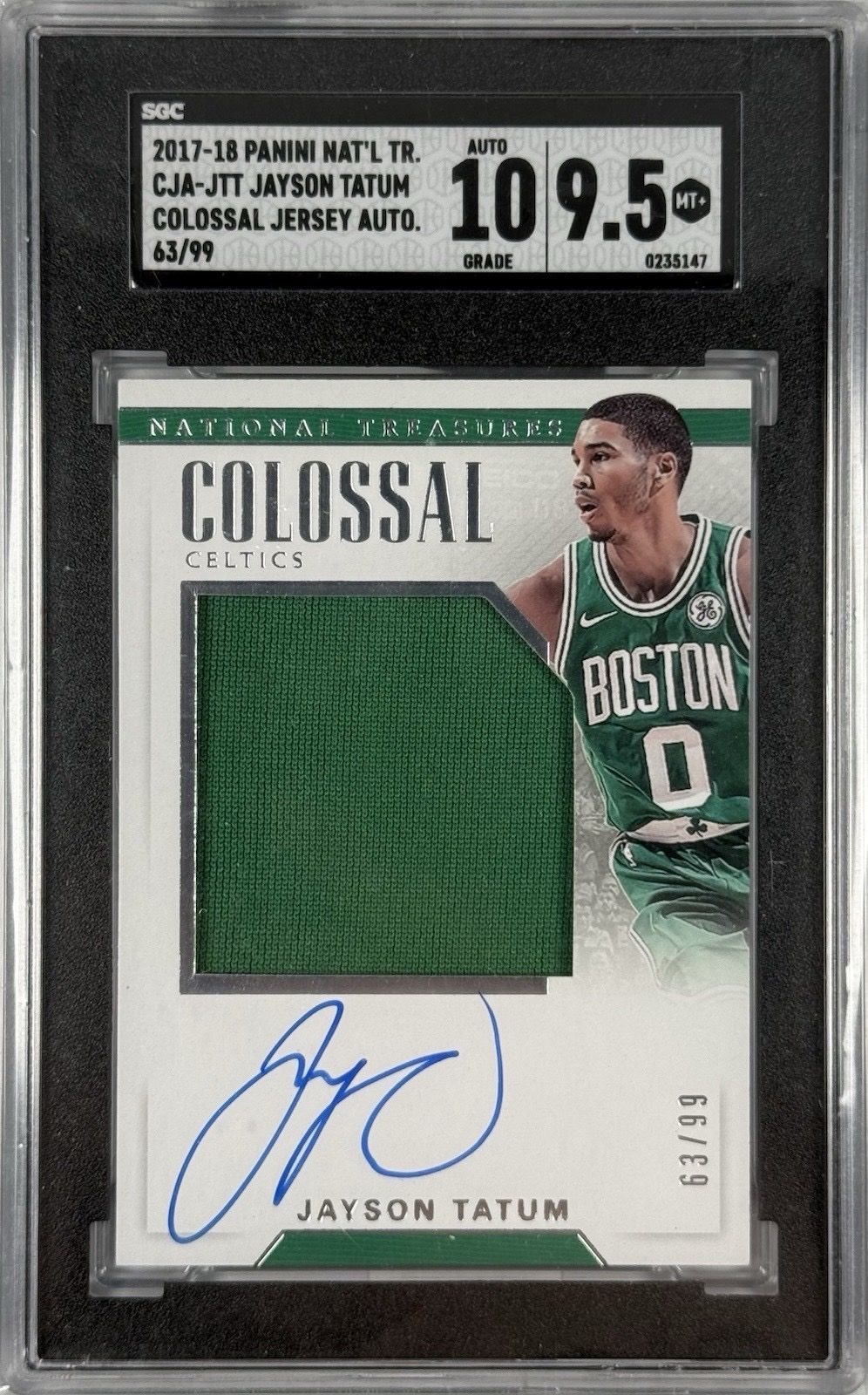 Jayson Tatum 2017-18 National Treasures  RC Colossal Jersey Auto /99 SGC 10 9.5