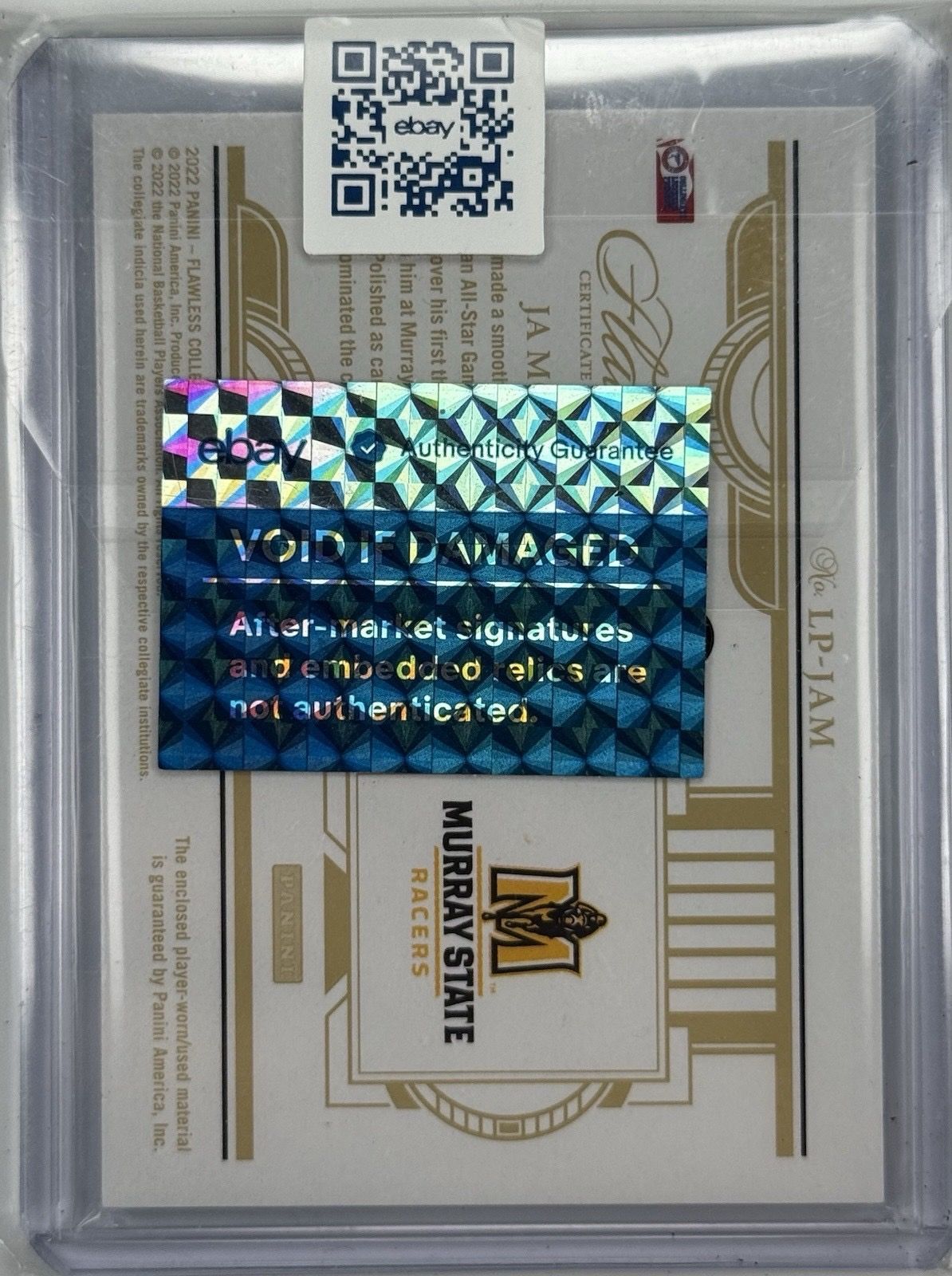 Ja Morant /20 Flawless Collegiate Legacy Patches 07/20 eBay Authenticated CCG