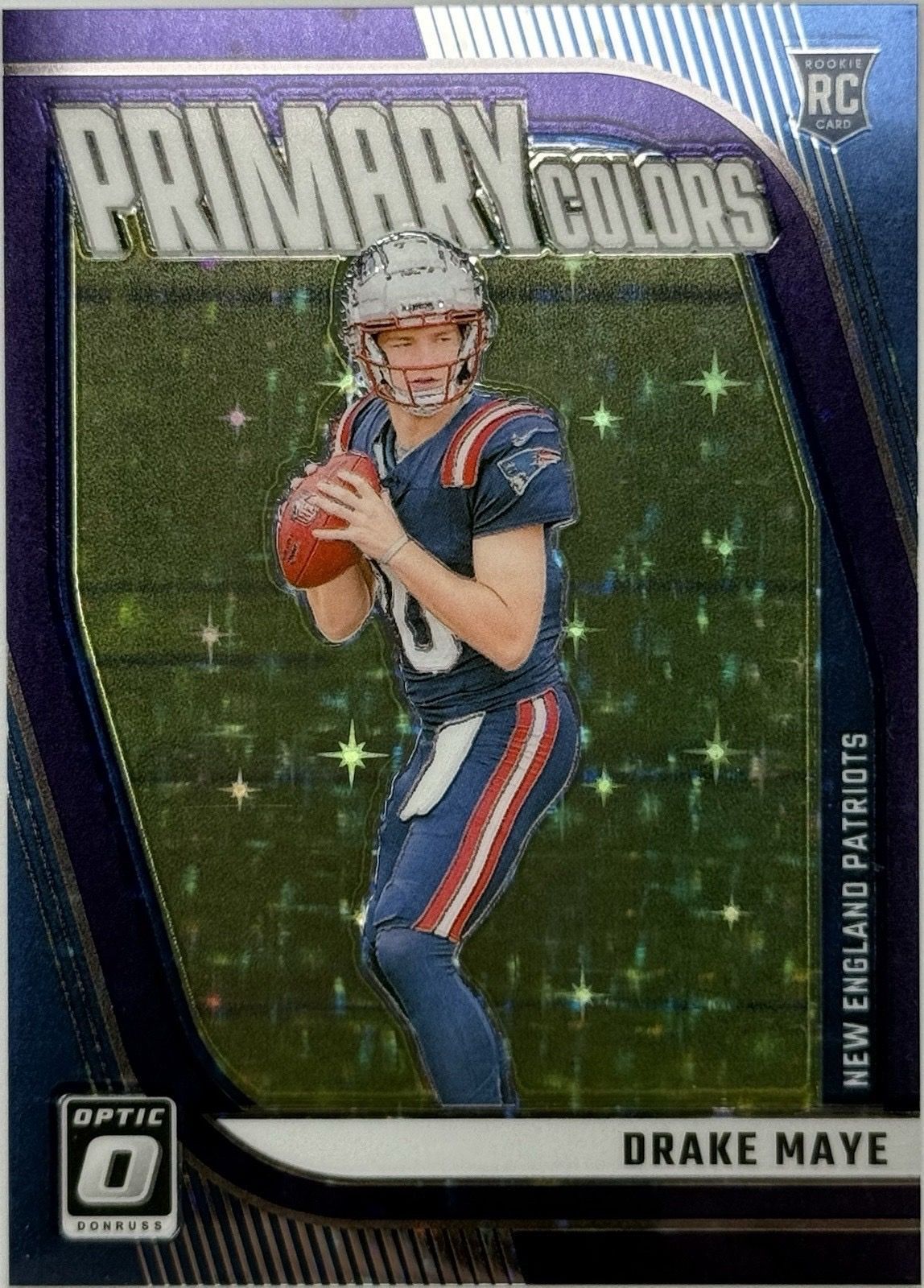 Drake Maye Purple Stars /25 Prizm Colors Optic Rookie RC Patriots SSP