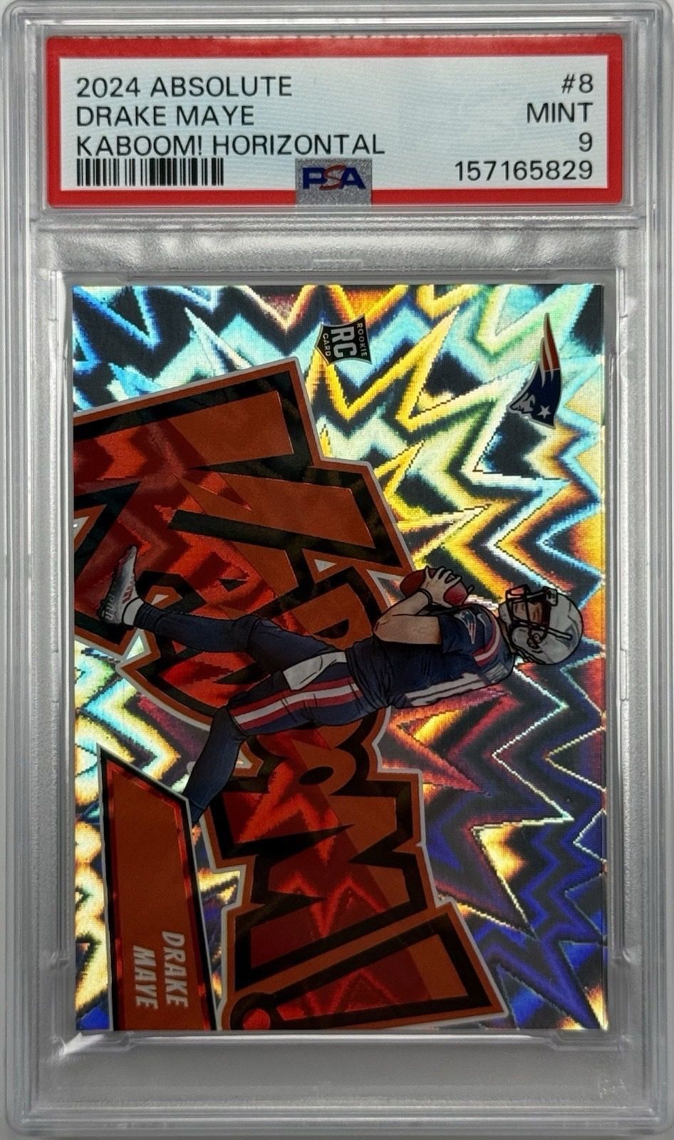 2024 Panini Absolute Drake Maye Kaboom! Horizontal RC PSA 9 Patriots SSP Rookie