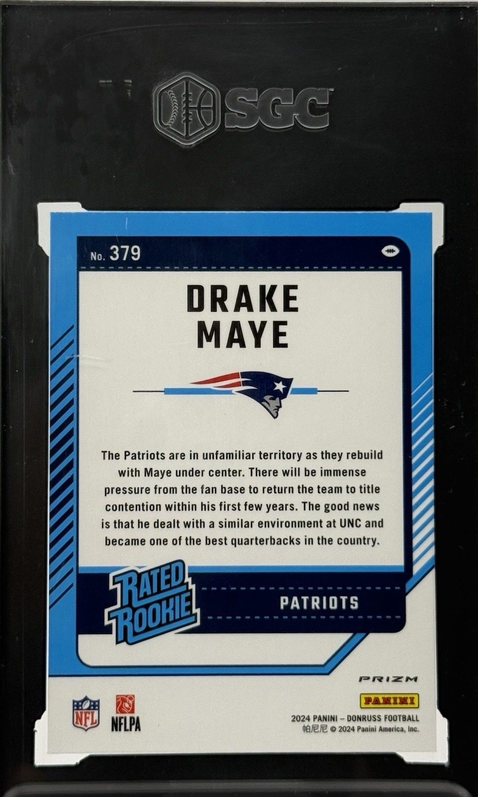2024 Panini Donruss - Rated Rookie Drake Maye #379 Donruss Preview Blue Scope