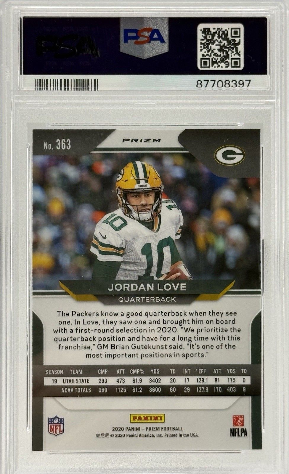 Jordan Love 2020 Prizm Red White Blue RC PSA 10 Gem Mint Packers