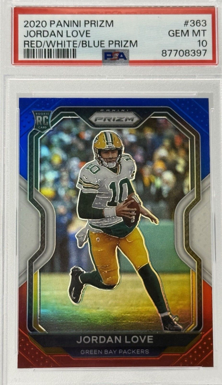 Jordan Love 2020 Prizm Red White Blue RC PSA 10 Gem Mint Packers