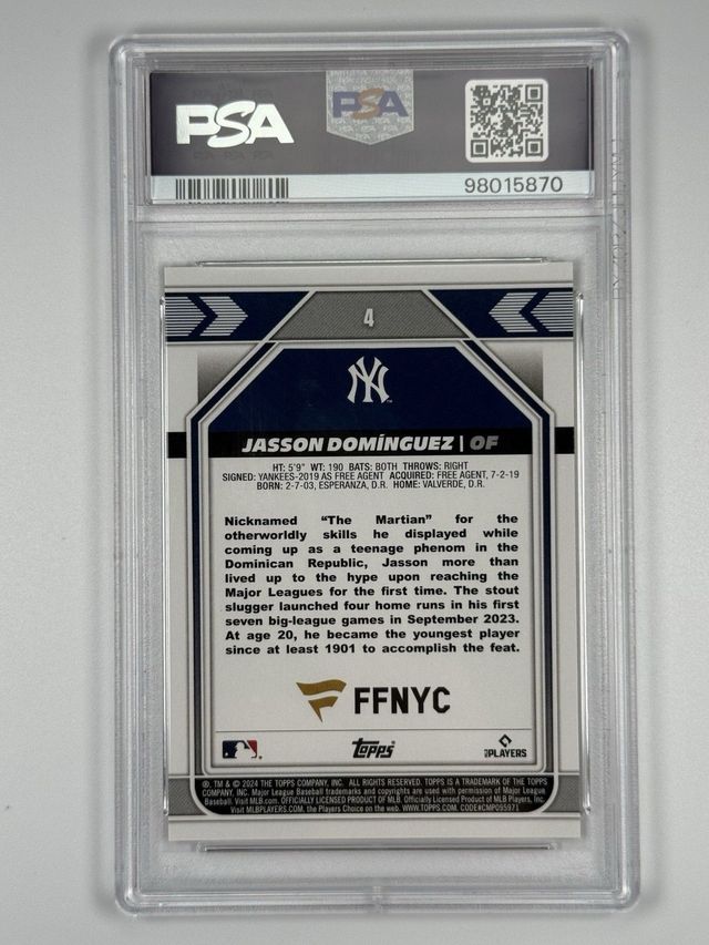 2024 Topps FFNYC Jasson Dominguez RC PSA 10 Gold /50 Pop 6 Yankees #4