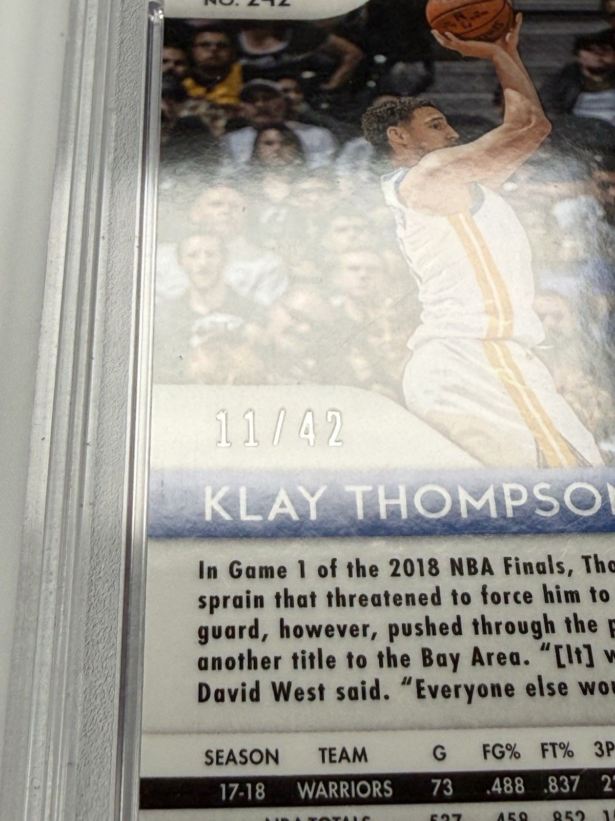 Klay Thompson 2018 Prizm Pink Pulsar PSA 9 #/42 Pop 2 Warriors Mavs SP #242 SSP