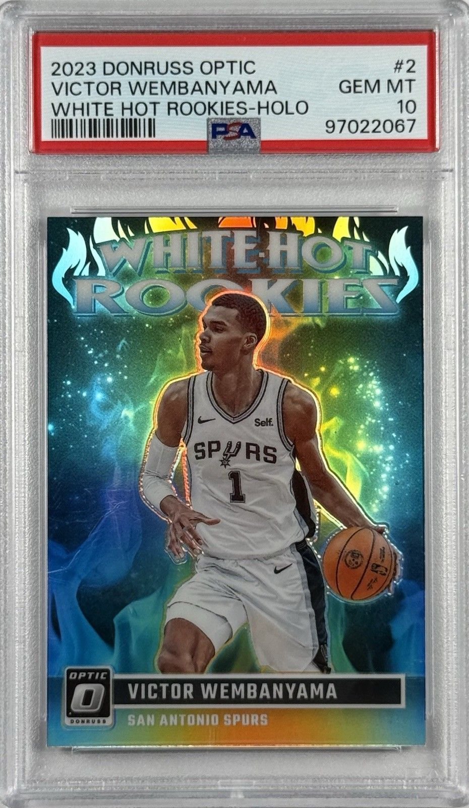 2023 Donruss Optic Victor Wembanyama White Hot Rookies Holo PSA 10 Gem Mint RC