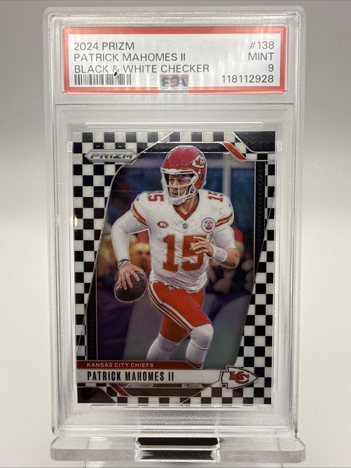 2024 Prizm Patrick Mahomes II Black White Checker PSA 9 Chiefs #138