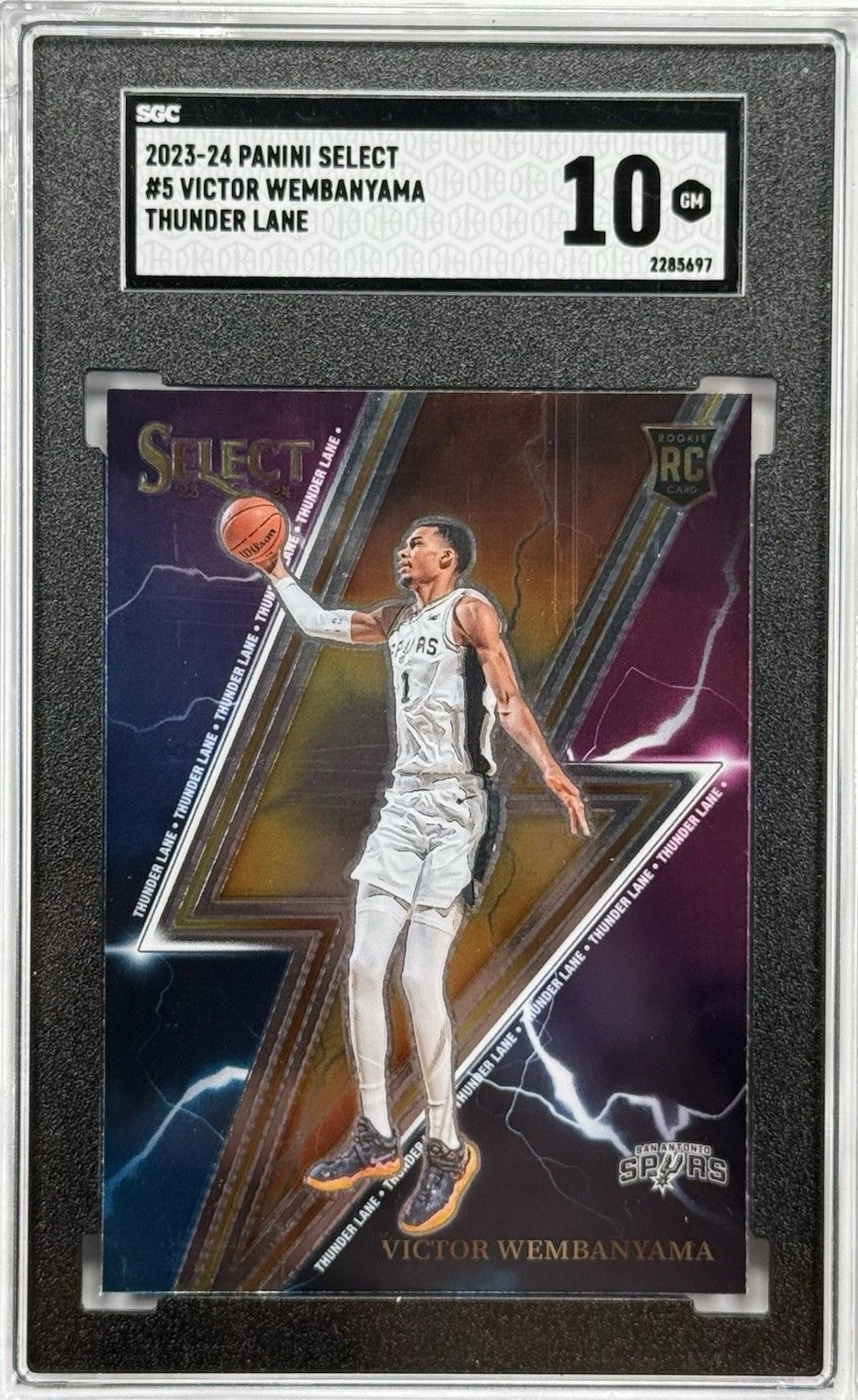 2023-24 Panini Select Victor Wembanyama Thunder Lane RC #5 SGC 10 Gem Mint Spurs