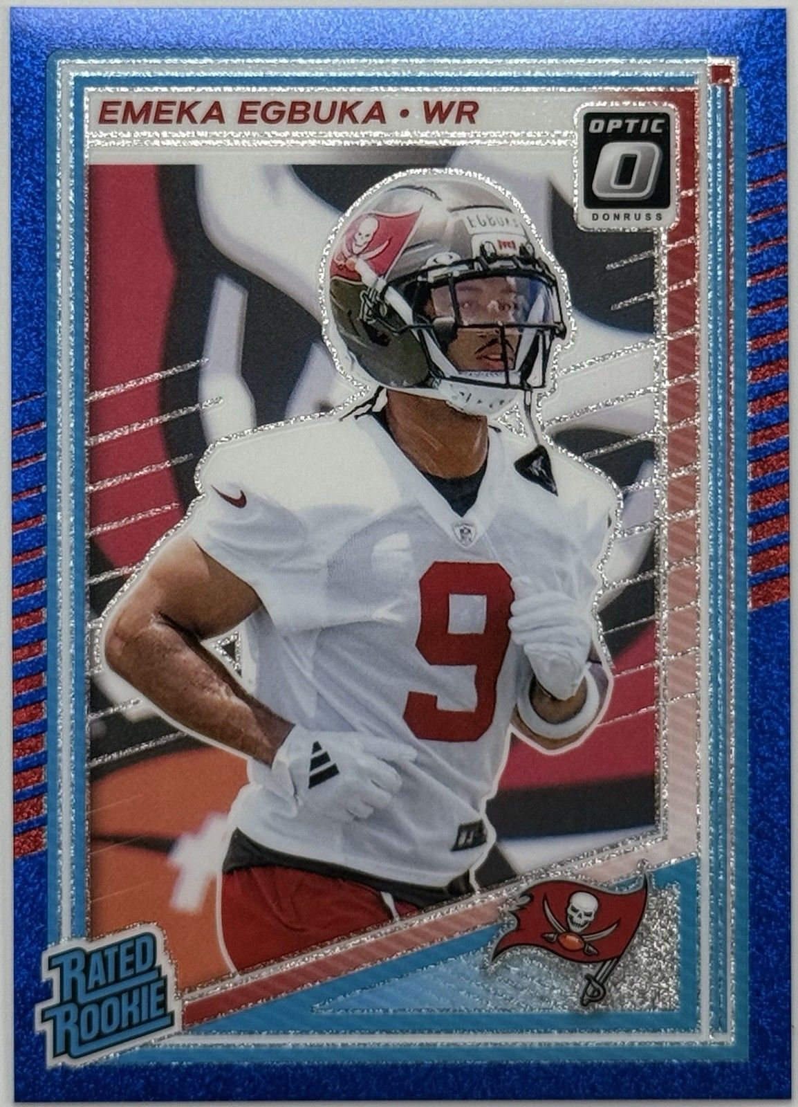 Emeka Egbuka 2025 Donruss Optic Blue Glitter Rated Rookie RC Buccaneers