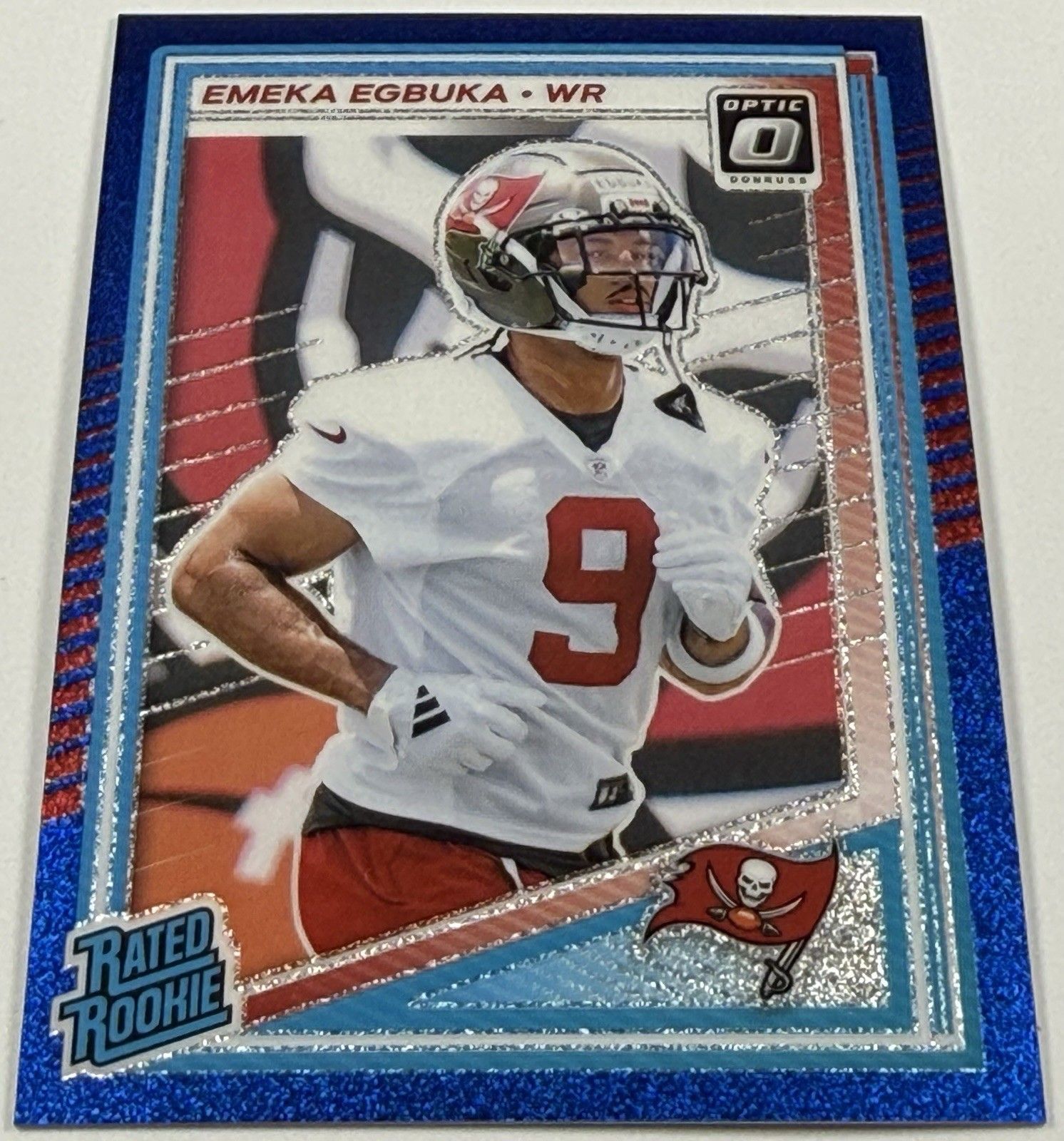 Emeka Egbuka 2025 Donruss Optic Blue Glitter Rated Rookie RC Buccaneers