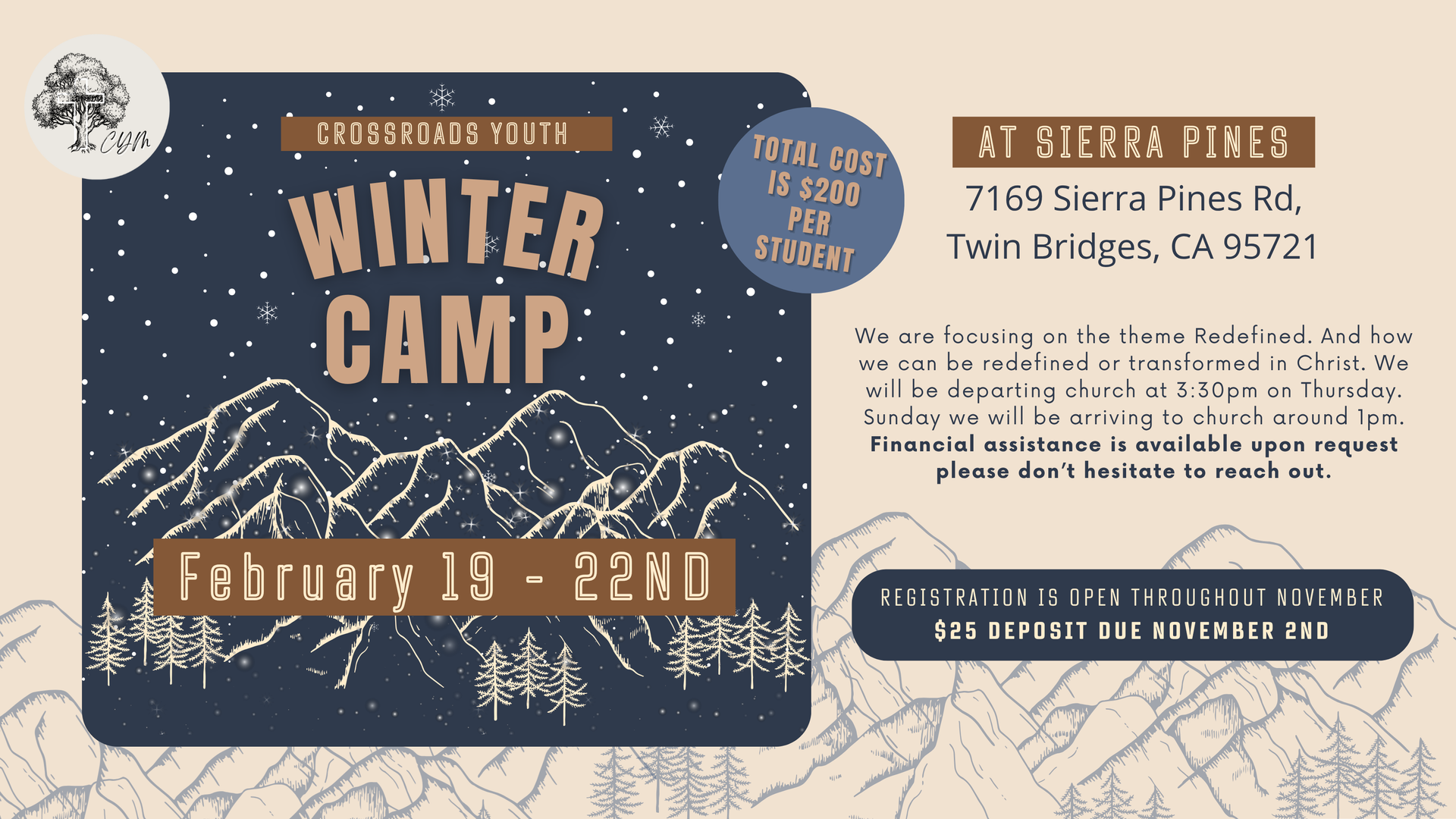 An advertisement for a men 's retreat in 2025