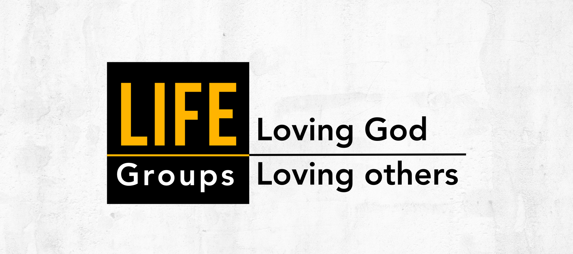 The logo for life groups loving god groups loving others.