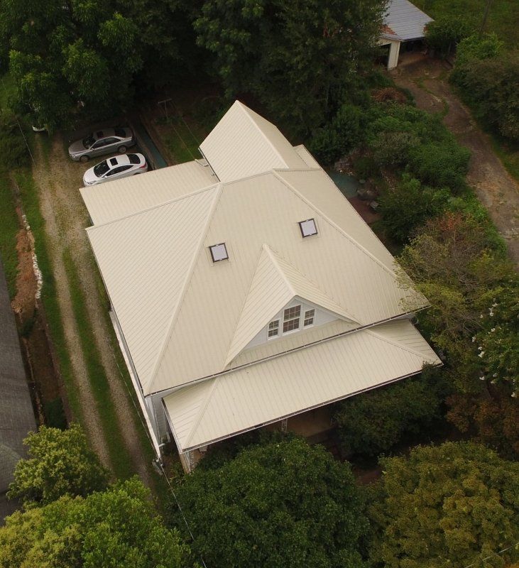 29 gauge painted Metal Roof in Light Stone on Historic home in Athens, GA