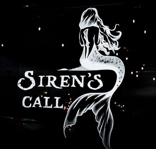 A sign that says siren 's call with a mermaid on it