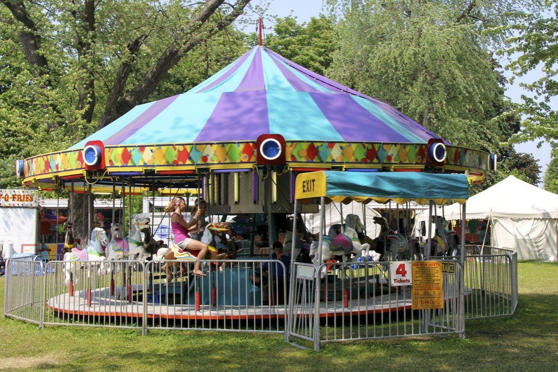 A merry go round with the number 4 on the side