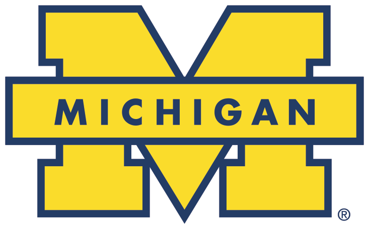 University of Michigan logo: Yellow block M with 