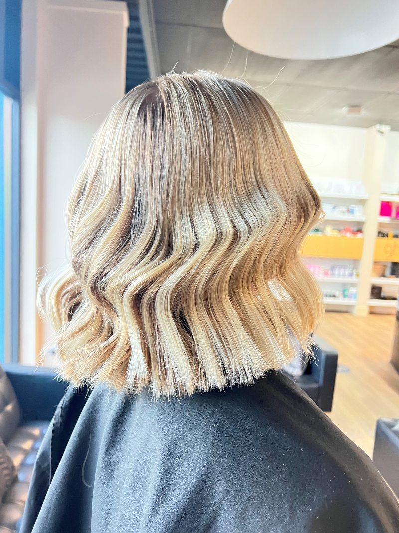 Blonde Bob Hairstyle With Crimped Texture, Viewed From The Back — Gina T Hair & Beauty In Mackay, QLD