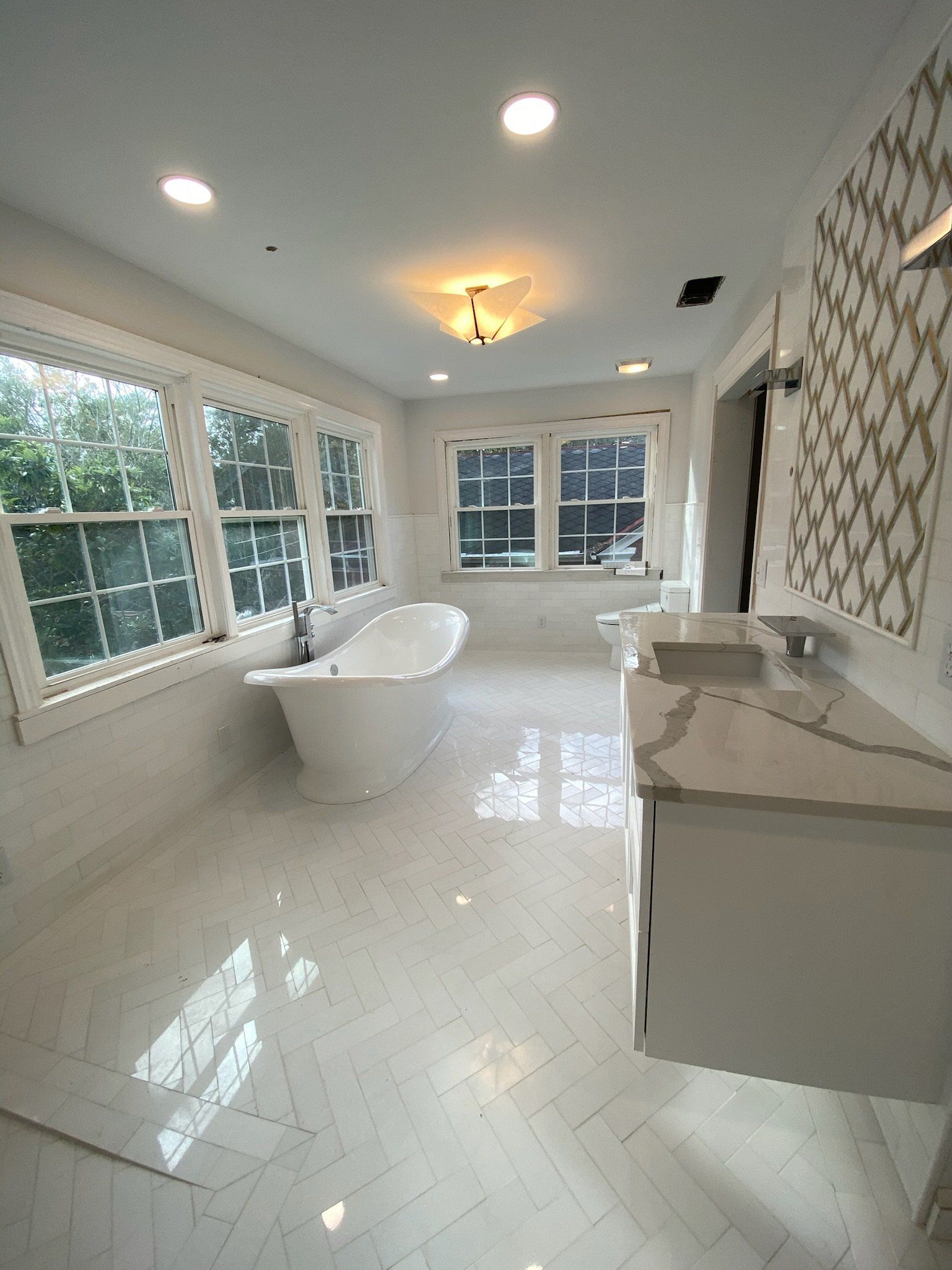 Marble Floor Tile Bathroom — Rincon, GA — Centaur Home Renovations