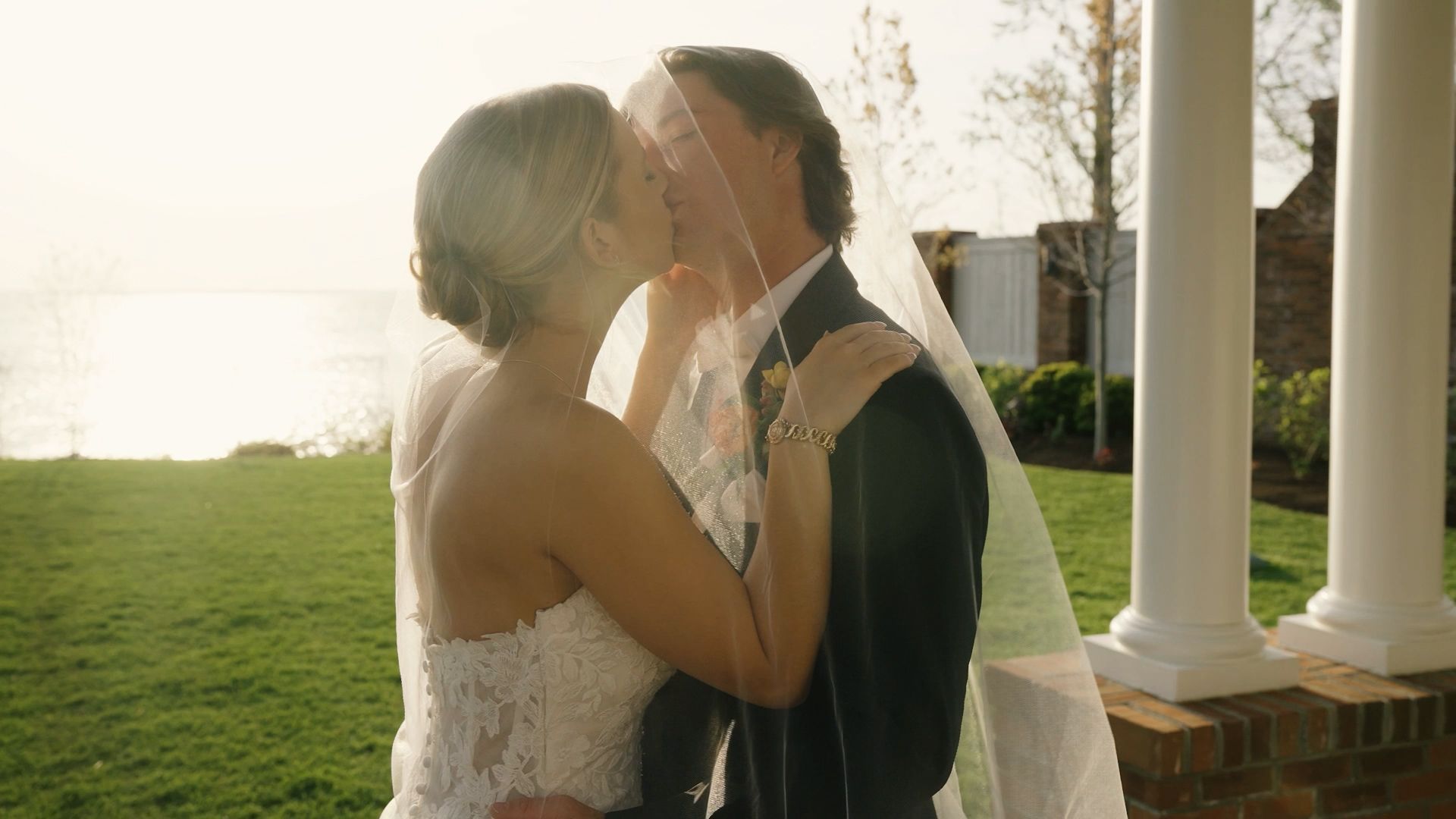 Bride and Groom - Kiss at Sunset - Chesapeake Bay Beach Club - Stevensville, Maryland (MD)