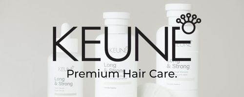 KELUNE logo with crown icon and tagline “THE ART OF HAIR DESIGN” in black on white background