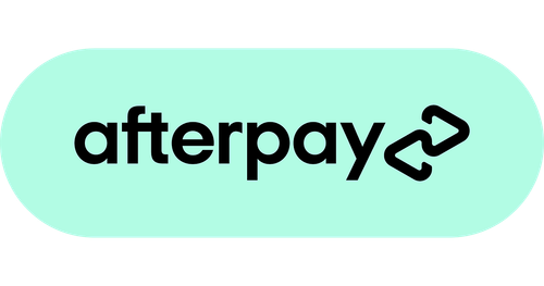 Afterpay logo on a mint green rounded rectangle background