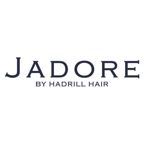JADORE by Hadrill Hair logo in white on a slate blue background