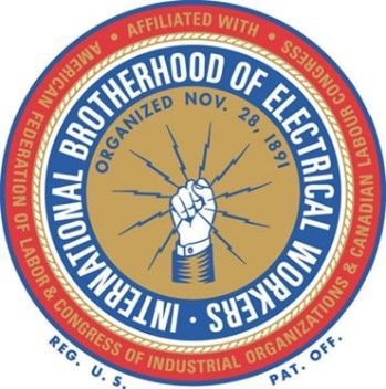 A logo for the brotherhood of electrical workers