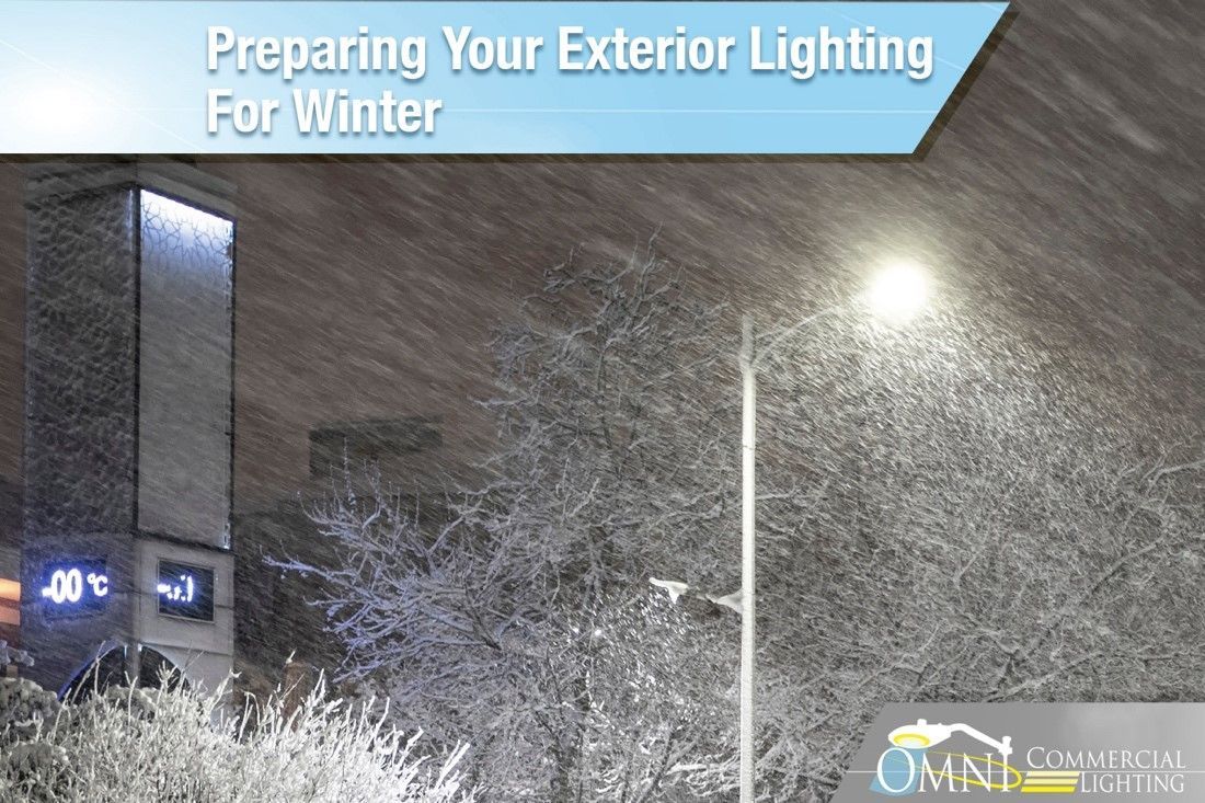 An advertisement for preparing your exterior lighting for winter