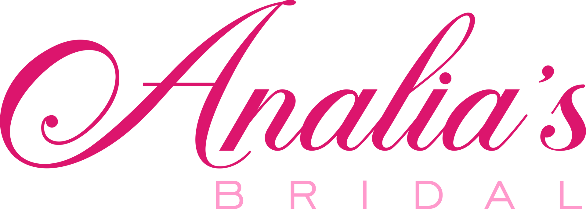 The blissful bridal logo has a blue flower on it.