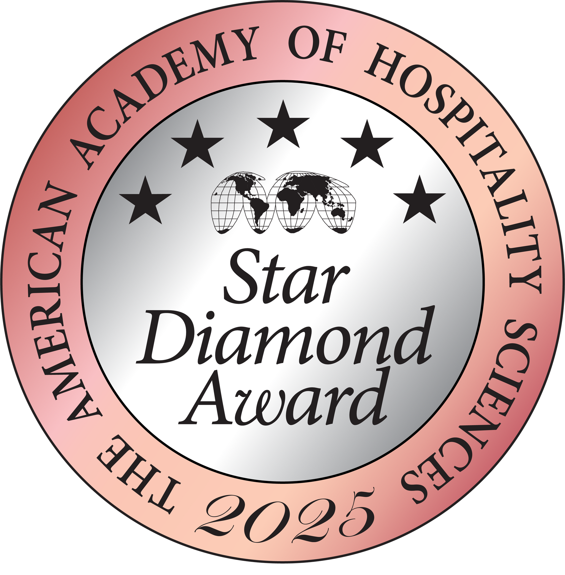 American Academy of Hospitality Sciences Star Diamond Award seal, with stars, globes, and 2025.