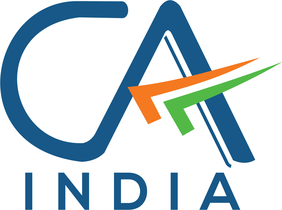CA India logo with blue letters and Indian flag colors.