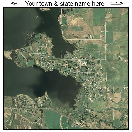 An aerial view of a town and state with your town and state name here