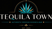 Tequila Town logo with teal agave, gold lettering, and “Authentic Mexican Cuisine & Bar,” Est. 2023
