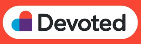 A blue and white progressive logo on a white background