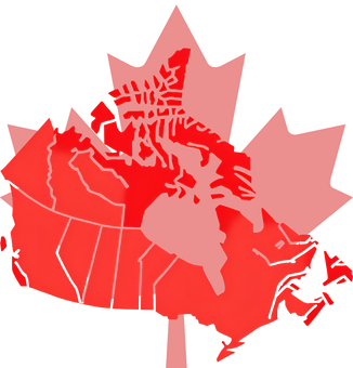 A map of canada in the shape of a maple leaf