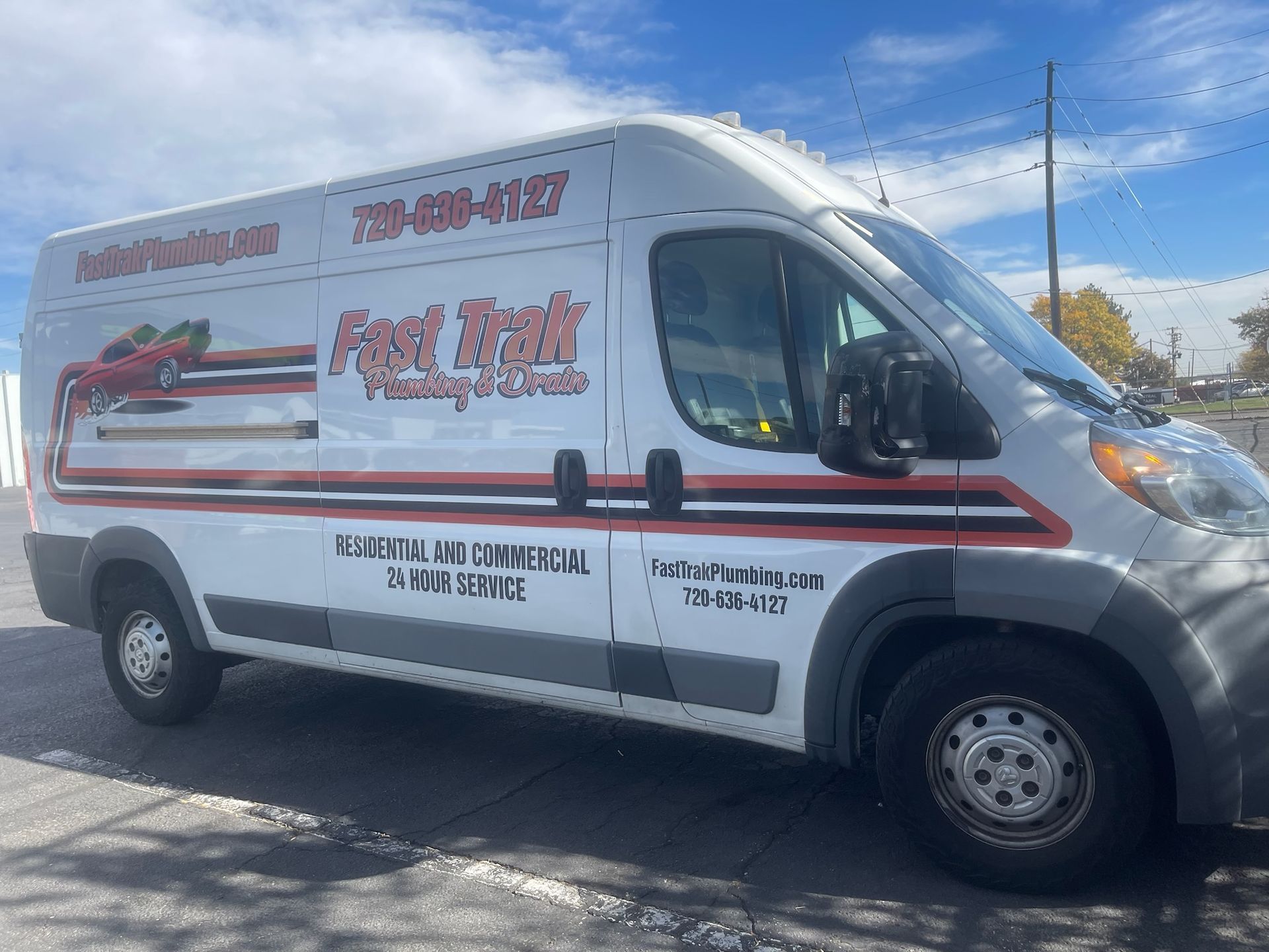 Fast Trak service van parked near at a customer's home for a Faucet Replacement service