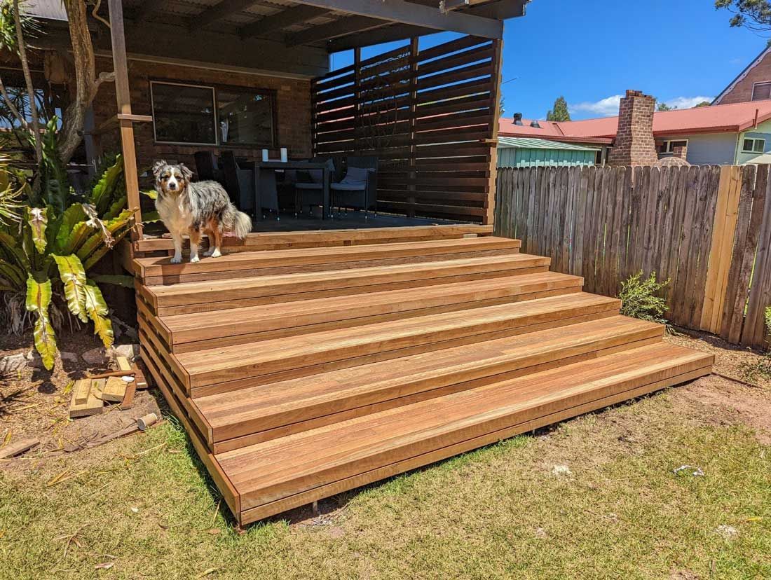 Large Timber Stairs — Landscaper in Arrawarra Headland, NSW