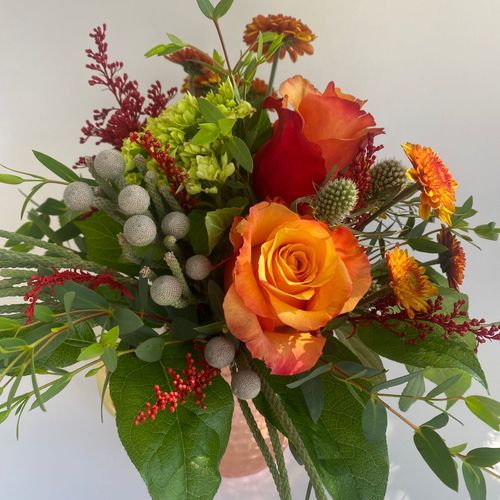 Autumn flowers and foliage.