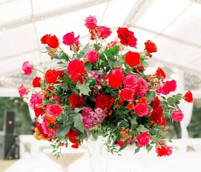 large red arrangement for celebrations and events