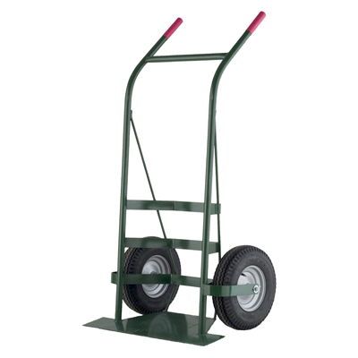 A yellow crate is sitting on top of a metal cart.