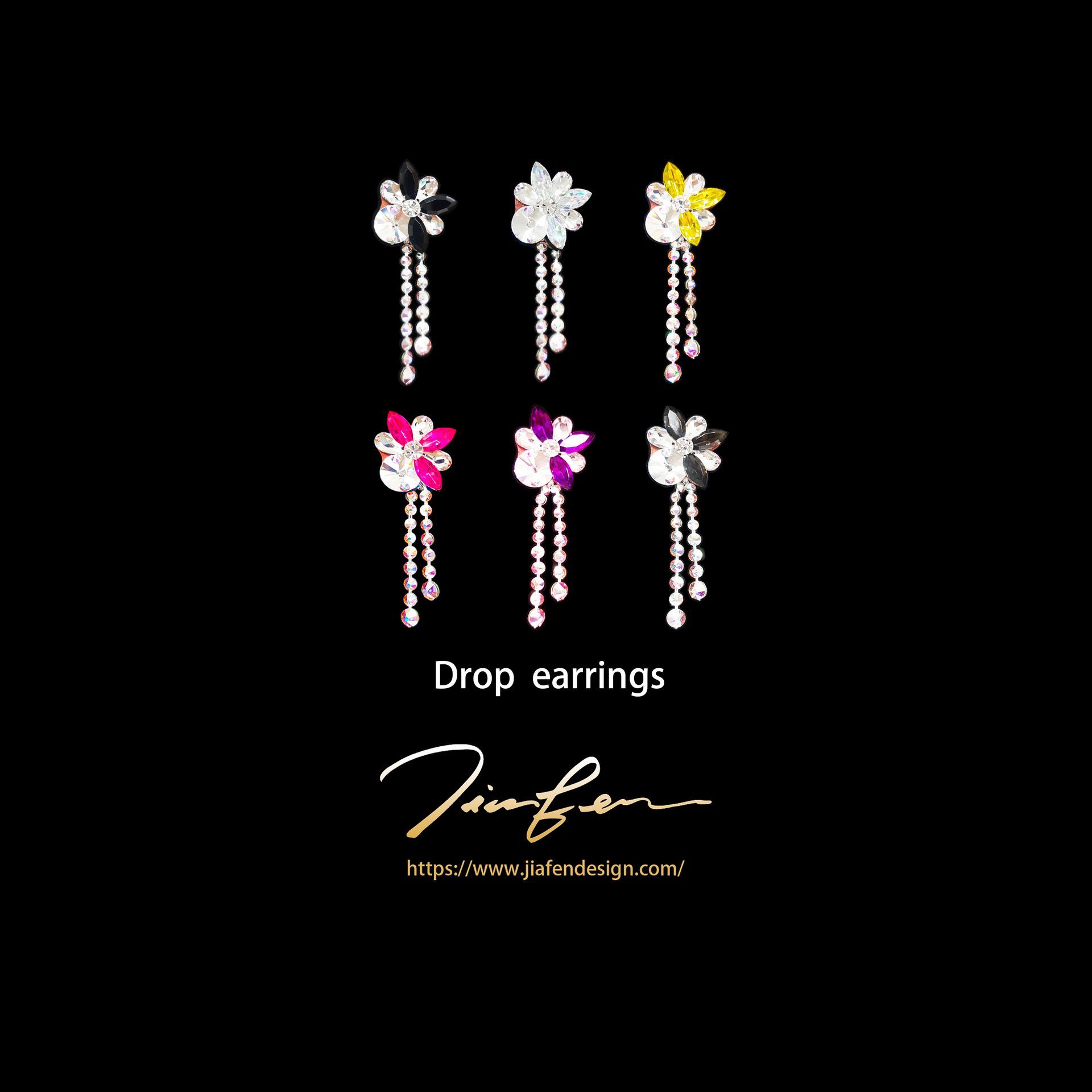 施華洛世奇水鑽耳環E25003-AB/BK,WT,YW,PK,PU,GY